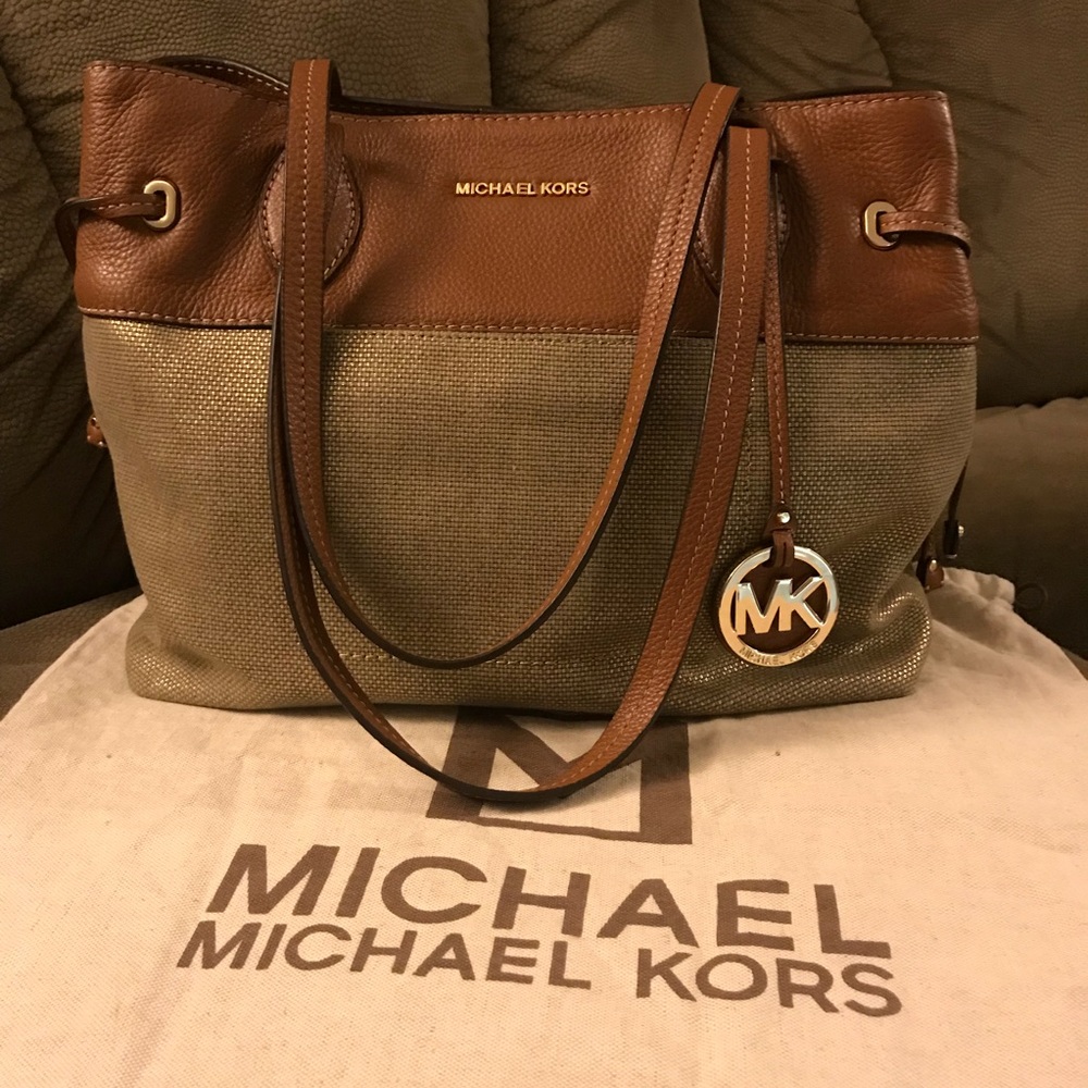 Michael Kors Brown and Cream Shoulder Bag